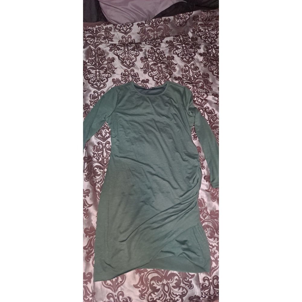 BTFBM‎ Green Ruched Side Long Sleeve Shirt Dress, Size XL